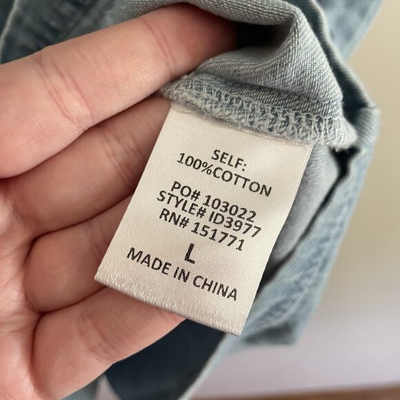 LE LIS Women L Denim Casual 90s Rodeo Puff Sleeve Button Front Mini Dress NWT - Picture 10 of 12